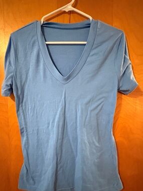 Light Blue V-Neck Women's Top